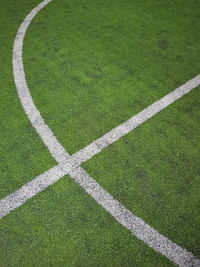 High angle view of soccer field