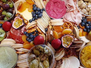 High angle view of fruits on table