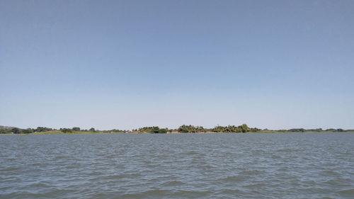 Scenic view of sea against clear sky