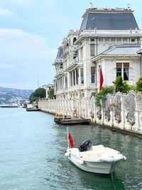 Close up shot of old building boat on the bosporus istanbul 