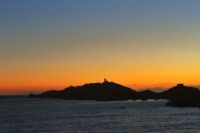 Scenic view of sea at sunset