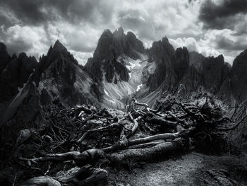 Panoramic view of landscape and mountains against sky