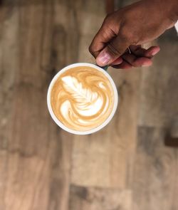 High angle view of coffee cup