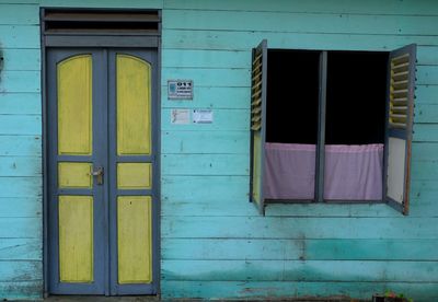 Closed door of building