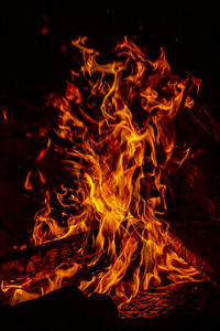 Close-up of fire against black background