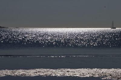 Scenic view of sea against clear sky