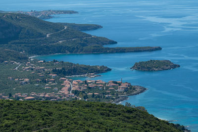 High angle view of sea and shore