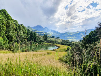 Scenic view of lake landscape against sky