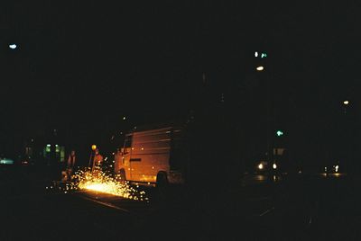 Illuminated street light at night