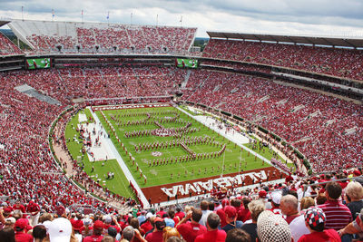 High angle view of people in stadium