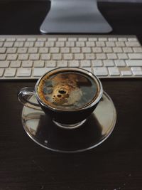 Coffee cup on table