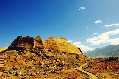 Scenic view of rocky mountain against sky