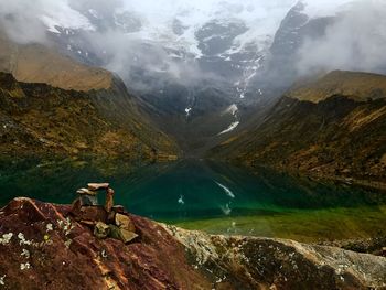 Scenic view of lake and mountains