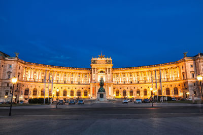 Facade of building at night