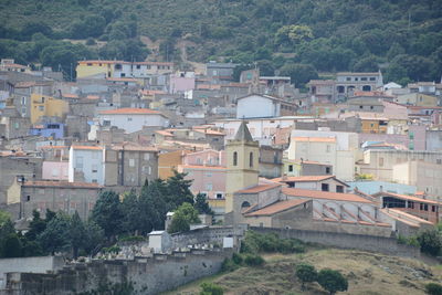 High angle view of townscape against buildings