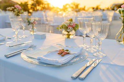 Close-up of place setting on table