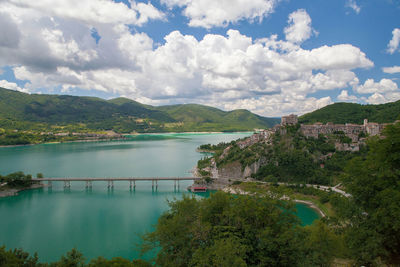 Scenic view of lake against sky