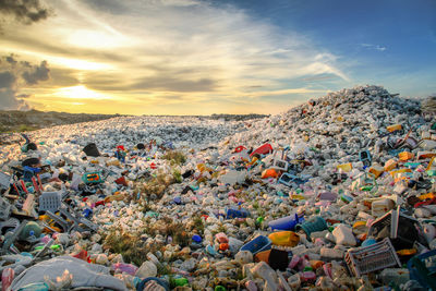 High angle view of waste at dumbing ground