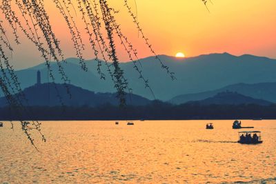 Scenic view of landscape against sky during sunset