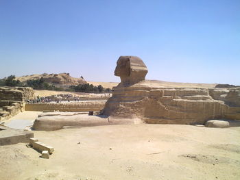 View of a desert against blue sky