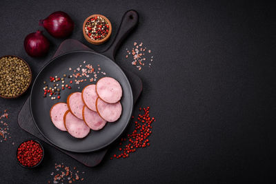 High angle view of food on table