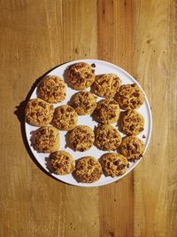 High angle view of breakfast on table