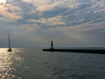 Scenic view of sea against cloudy sky