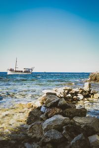 Scenic view of sea against clear sky