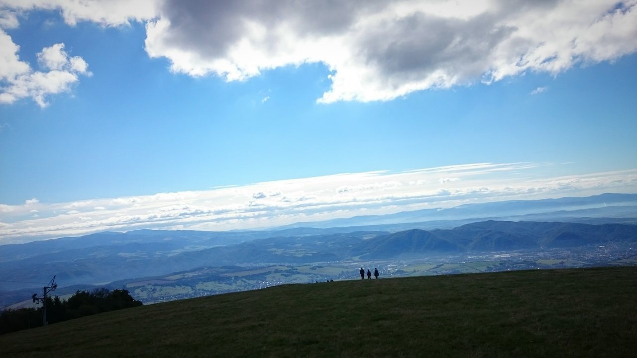 SCENIC VIEW OF LAND AND MOUNTAINS AGAINST SKY