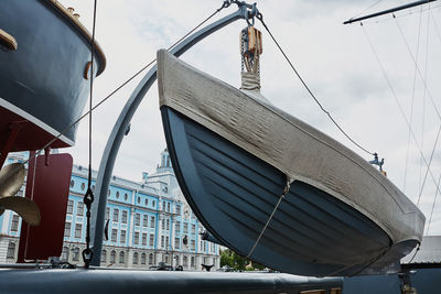 Low angle view of buildings in city against sky