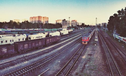 Railroad tracks in city