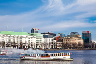 Touristic boats at the inner alster lake in hamburg