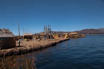 Scenic view of river against clear blue sky