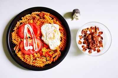 Close-up of food on white background