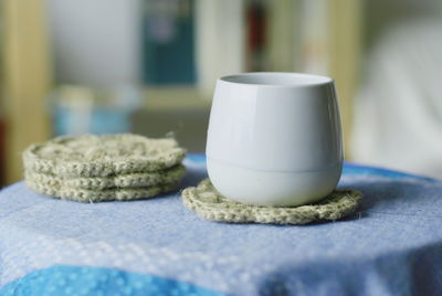 Close-up of ice cream on table