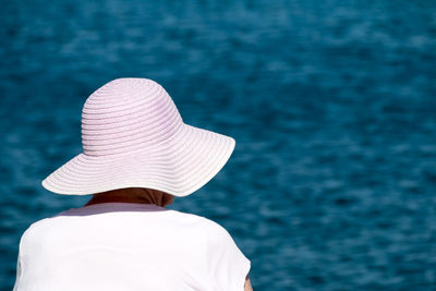 Rear view of man looking at sea