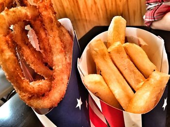 Close-up of french fries on plate