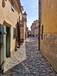 Narrow alley amidst buildings in city