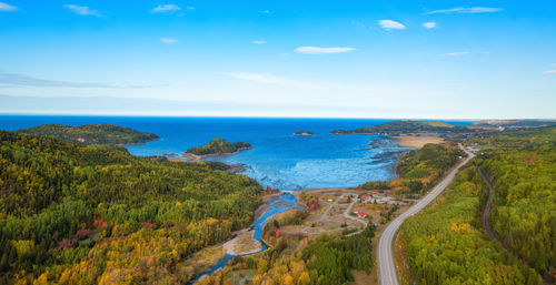 High angle view of sea against sky