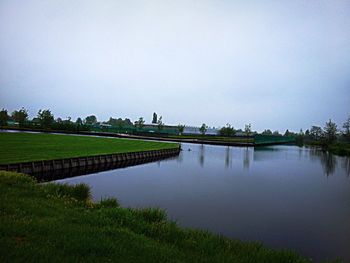 Scenic view of lake against clear sky