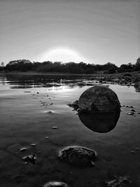 Scenic view of lake against clear sky