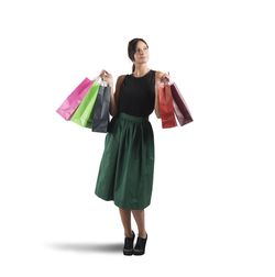 Full length of woman standing against white background
