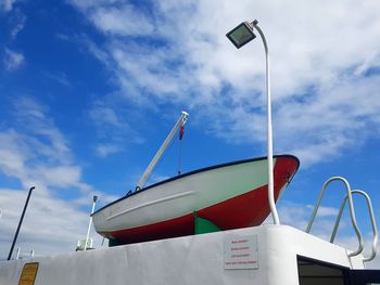 Low angle view of sailboat against sky