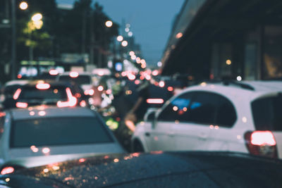 Traffic on city street at night