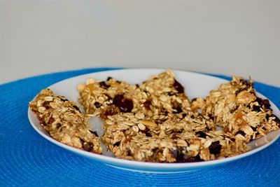 Close-up of breakfast served on table