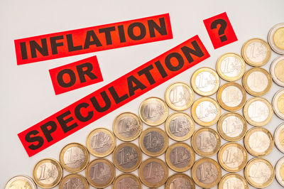 Close-up of coins on table