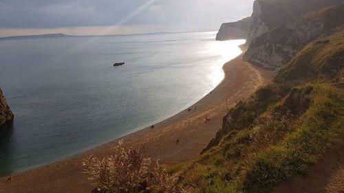 High angle view of beach against sky