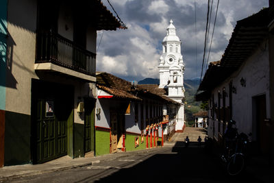 Low angle view of buildings in city