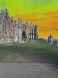 Ancient structure at sunset