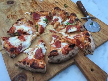 Close-up of pizza slices